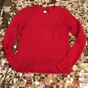 J Crew honeycomb cable knit sweater red